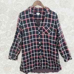 J. Jill Women's Shirt Dress Size M Button down Long sleeve  Plaid Lined